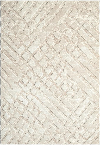 Abani Terra Cream Area Rug for Living Room, Bedroom - Rustic Modern Pattern - 8' x 10' - Durable & Easy to Clean