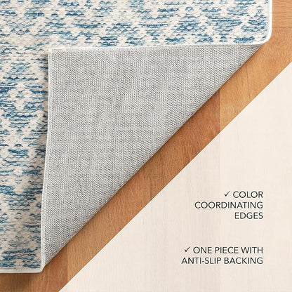 Dash and Albert Melange Diamond Machine Washable Area Rug - 2' x 3' Blue - Diamond Accent Rug - Anti-Slip Backing, Lightweight, Machine Washable, High Traffic Areas Kitchen, Mudroom, Laundry Room