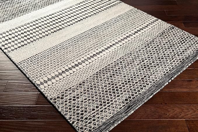 Mark&Day Wool Rugs, 5x7 Tervoort Global Black Area Rug, Blue Beige Carpet for Living Room, Bedroom or Kitchen (5' x 7'6")