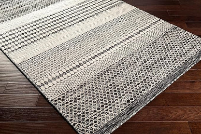 Mark&Day Wool Rugs, 9x12 Tervoort Global Black Area Rug, Blue Beige Carpet for Living Room, Bedroom or Kitchen (8'10" x 12')
