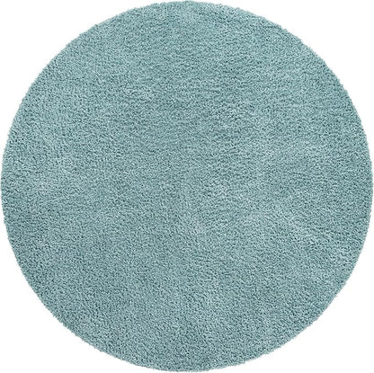 Unique Loom Davos Shag Collection Area Rug - Solid (10' Round, Aqua)