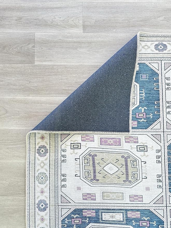 Fame Living Faded Oushak Rug, Turkish Vintage Floral Pastel Large Oversized Area Rugs for Living Room Dining Bedroom Kitchen Bathroom Nursery (848CrNv, 2'5" x 4'9")