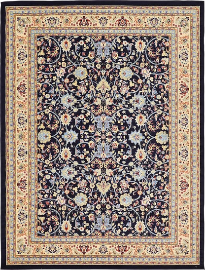 Unique Loom Sialk Hill Collection Area Rug - Washington (9' x 12' 2" Rectangle Navy Blue/Cream)