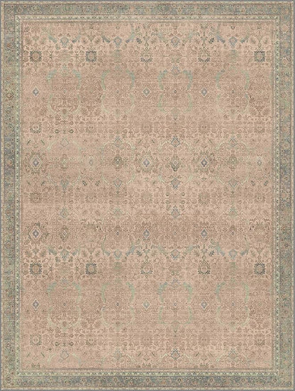 9x12 Area Rug Machine Washable Boho Rug for Living Room,Ultra-Thin Low Pile Carpet,Lightweight Indoor Printed Rug,Non Slip Floral Area Rug for Bedroom, Dining Room, Home Office,Light Beige