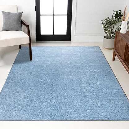 JONATHAN Y Haze Solid Low-Pile Classic Blue Indoor Area Rug 4x6, Coastal,Bohemian,Minimalist,Classic, Easy-Cleaning for Living Room,Bedroom,Kitchen,Pet Friendly,Non-Shedding (SEU100F-4)