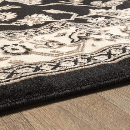 Superior Elegant Kingfield Collection Area Rug, 8mm Pile Height with Jute Backing, Classic Bordered Rug Design, Anti-Static, Water-Repellent Rugs, 5' x 8', Black