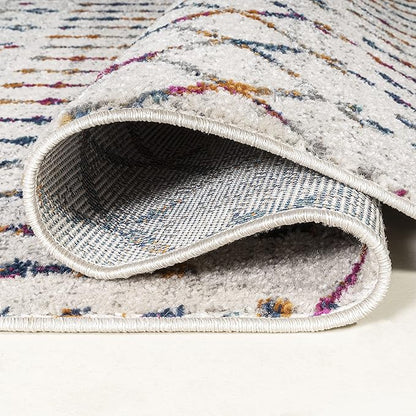 JONATHAN Y Boho Vintage Diamond Cream/Multi Indoor Area Rug 8X10 ft, Moroccan Hype for Living Room, Bedroom, Kitchen, Office, Easy-Cleaning, High Traffic, Pet-Friendly, Non-Shedding (MOH101H-8)