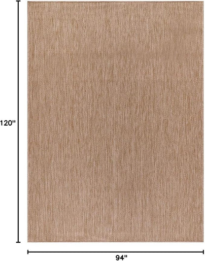 Beverly Rug Indoor Outdoor Rug 8x10, Washable Outside Carpet for Patio, Deck, Porch, Solid Modern Area Rug, Water Resistant, Jute Beige