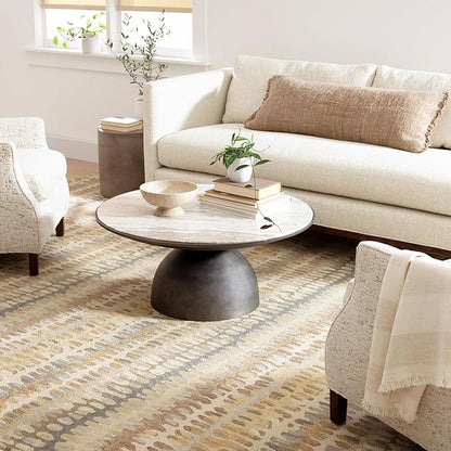 Dash and Albert Paint Chip Wool Area Rug - 6' x 9' Neutral Graphic Hand Micro Hooked Accent Rug - Durable, High Traffic Areas Hallway, Living Room, Stairs