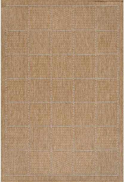 Beverly Rug Easy Jute Checkered Squared Rug 8x10 Washable Durable Indoor Outdoor Area Rugs for Living Dining Room Patio Office Stain Resistant Non Shedding Casual Indoor Outside Carpet 8 x 10 Natural