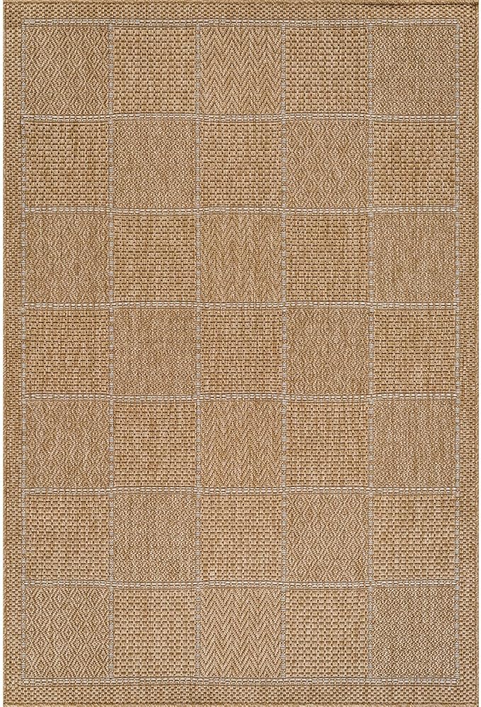 Beverly Rug Easy Jute Checkered Squared Rug 10x14 Washable Large Indoor Outdoor Area Rugs for Living Dining Room Patio Office Stain Resistant Non Shedding Casual Indoor Outside Carpet 10 x 14 Natural