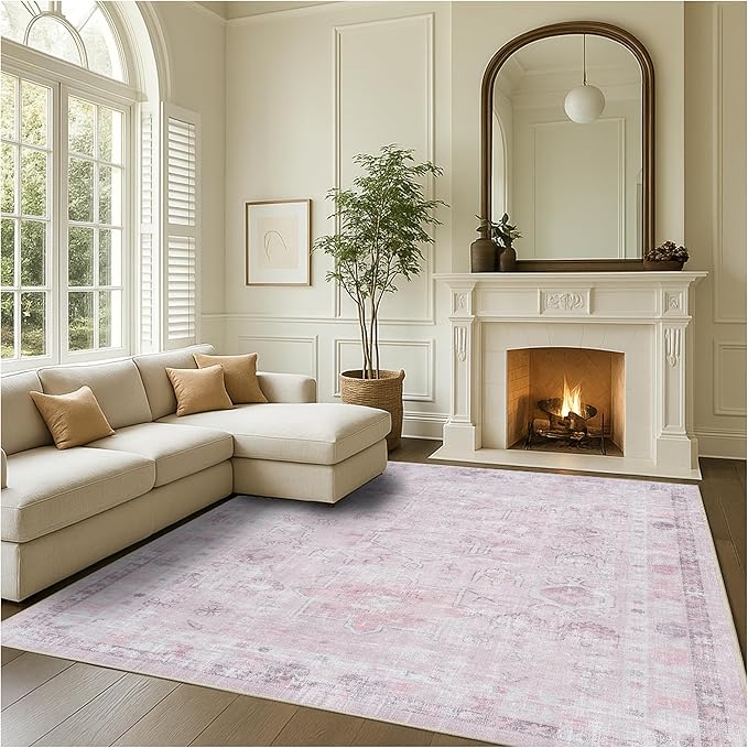 Fame Rugs Turkish Rug. Washable Vintage Oriental Antique Inspired Traditional Doormat Small Modern Area Rugs Luxury Entryway Entry Bedroom Bathroom Kitchen (412PP, 2'5 x 6'9)