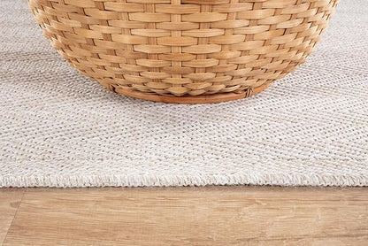 CAMILSON Easy Jute Rug 8x10, Indoor Outdoor Off-White Color Fiber Area Rugs for Living Room and Patio Rug Herringbone Seagrass Boho Woven Design Easy-Cleaning Washable Outside Carpet Alfombras 8 x 10