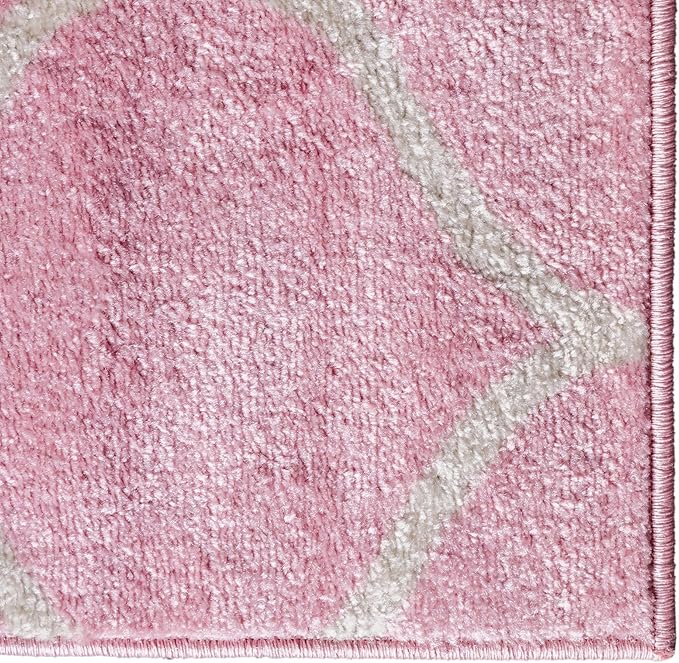 Rugs.com Lattice Frieze Collection Rug – 7' x 10' Light Pink Medium Rug Perfect for Living Rooms, Large Dining Rooms, Open Floorplans