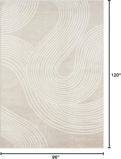 Abani Nuevo Collection Area Rug - Transitional Beige/Cream Design -7'9" x 10'2" - Easy to Clean - Durable for Kids & Pets - Non-Shedding - Medium Pile - Soft Feel - for Living Room, Bedroom & Office