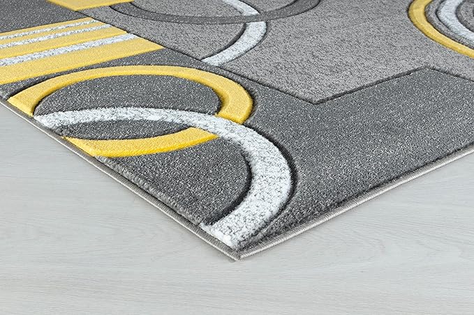 GLORY RUGS Area Rug Modern Soft Hand Carved Contemporary Floor Carpet with Premium Fluffy Texture for Indoor Living Dining Room and Bedroom Area (4x6, Yellow)