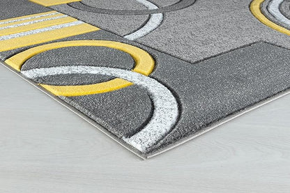 GLORY RUGS Area Rug Modern Soft Hand Carved Contemporary Floor Carpet with Premium Fluffy Texture for Indoor Living Dining Room and Bedroom Area (4x6, Yellow)