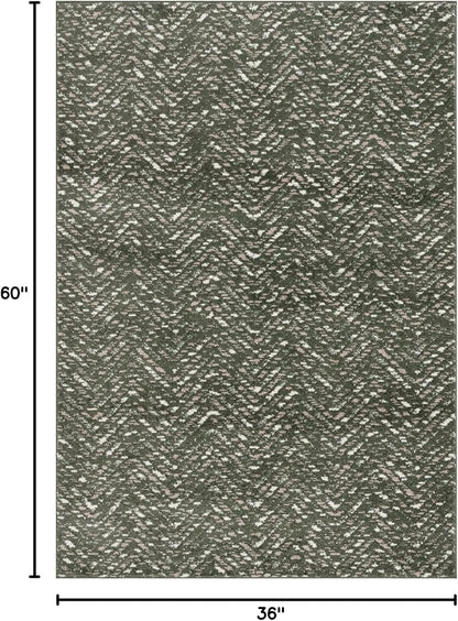 SAFAVIEH Adirondack Collection Area Rug - 3' x 5', Dark Green & Ivory, Chevron Design, Non-Shedding & Easy Care, Ideal for High Traffic Areas in Living Room, Bedroom, Dining (ADR104Y-3)