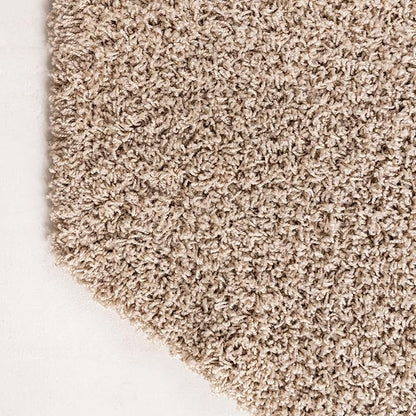 Unique Loom Solid Shag Collection Area Rug (6' 1" Octagon, Taupe)