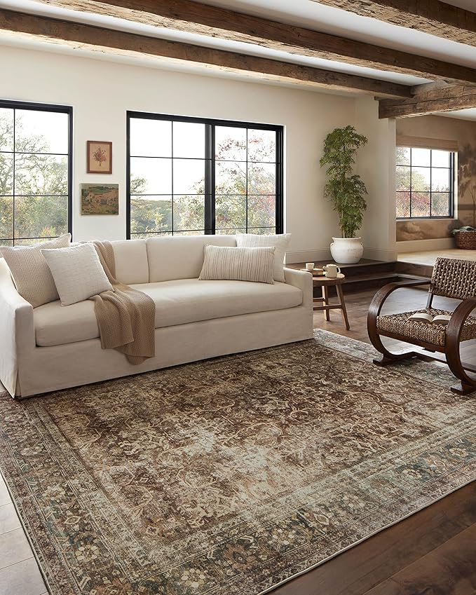 Loloi Magnolia Home by Joanna Gaines Sinclair Collection SIN-01 Rust/Lagoon 2'-3" x 11'-6", .25" Pile Height, Machine Washable, Runner Rug
