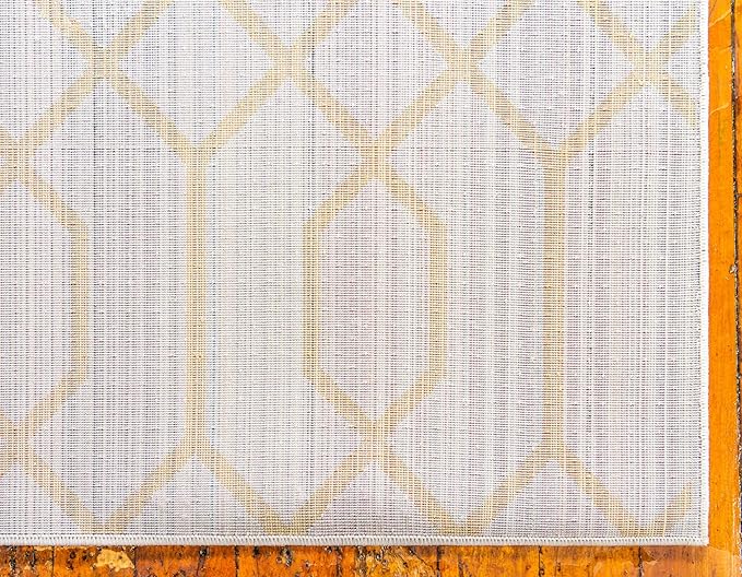 Unique Loom Marilyn Monroe Glam Collection Area Rug - Trellis (7' 10' x 10' Rectangle, White Gold/ Gold)