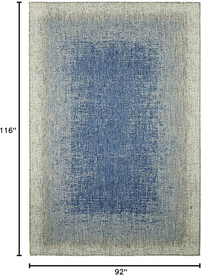 FH Home Flat Woven Outdoor Rug - Waterproof, Easy to Clean, Stain Resistant - Premium Polypropylene Yarn - Modern Ombre - Large Patio, Deck, Sunroom - Dhruva - Blue - 7ft 8in x 9ft 8in