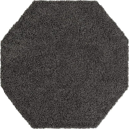 Unique Loom Solid Shag Collection Area Rug (6' 1" Octagon, Graphite Gray)