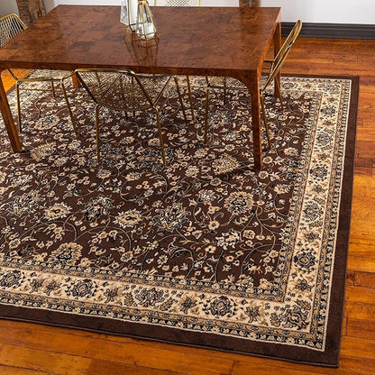 Unique Loom Sialk Hill Collection Area Rug - Washington (7' 10" Square Brown/Black)
