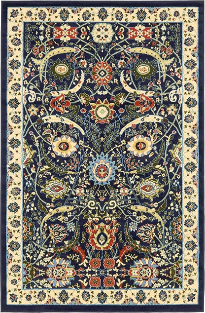 Unique Loom Espahan Collection Area Rug - Cape Cod (5' 1" x 8' Rectangle, Navy Blue/ Black)