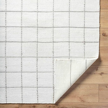 Mark&Day Wool Rugs, 9x12 Ishaq Cottage Off-White Area Rug, White Silver Carpet for Living Room, Bedroom or Kitchen (8'10" x 12')