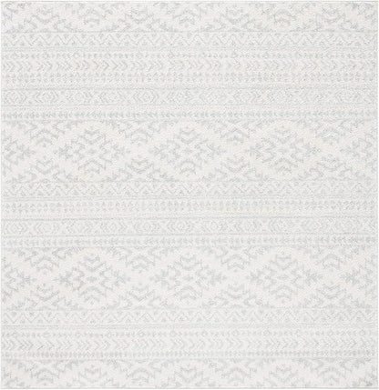 SAFAVIEH Tulum Collection Area Rug - 6'7" Square, Ivory & Light Grey, Moroccan Boho Tribal Design, Non-Shedding & Easy to Clean, Ideal for Living Room, Bedroom, Dining Space (TUL272G)