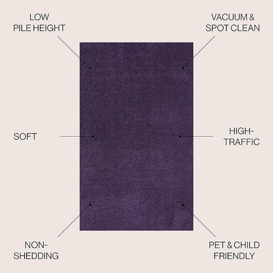 JONATHAN Y Haze Solid Low-Pile Purple Indoor Area Rug 8x10, Coastal,Bohemian,Minimalist,Classic, Easy-Cleaning for Living Room,Bedroom,Kitchen,Pet Friendly,Non-Shedding (SEU100N-8)