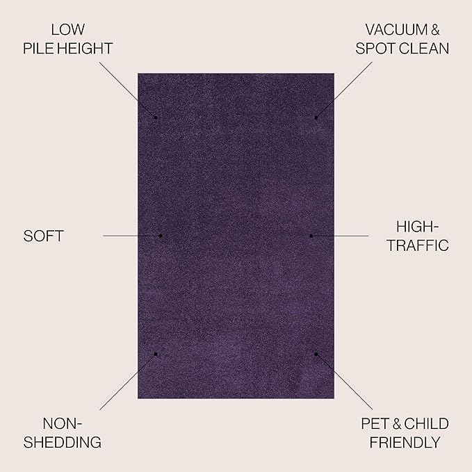 JONATHAN Y Haze Solid Low-Pile Purple 8' Round Indoor Area Rug, Coastal,Bohemian,Minimalist,Classic, Easy-Cleaning for Living Room,Bedroom,Kitchen,Pet Friendly,Non-Shedding (SEU100N-8R)