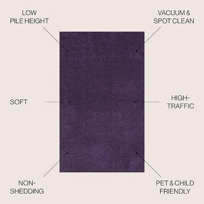 JONATHAN Y Haze Solid Low-Pile Purple 6x9 Oval Indoor Area Rug, Coastal,Bohemian,Minimalist,Classic, Easy-Cleaning for Living Room,Bedroom,Kitchen,Pet Friendly,Non-Shedding (SEU100N-6OV)