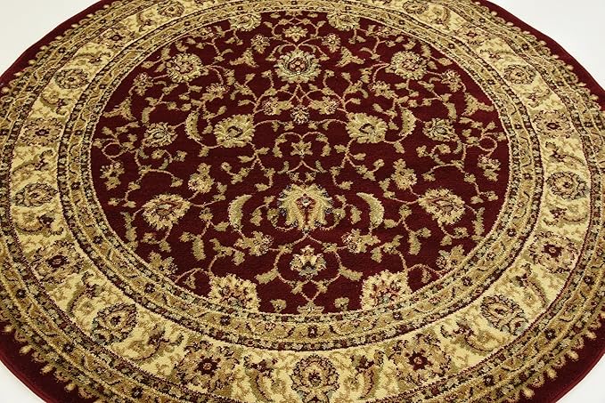Unique Loom Voyage Collection Traditional Oriental Classic Intricate Design Area Rug (6' 0 x 6' 0 Round, Red/Gold)