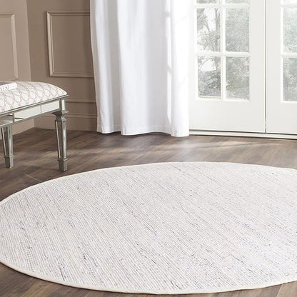 SAFAVIEH Rag Rug Collection 5' Round Ivory/Multi RAR121G Handmade Boho Stripe Cotton Area Rug