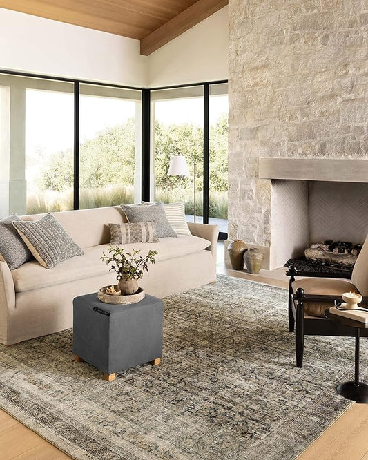 Loloi Amber Lewis Morgan Collection MOG-02 Navy/Sand 8'-3" x 11'-3" 38" Thick Area Rug feat. CloudPile, Neutral, Room Décor, Vintage Inspired, Livingroom, Bedroom, Dining Area