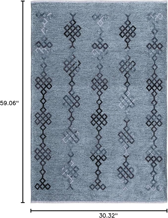 Alfa Rich 3x5 Bluish Gray Washable Area Rugs for Living Room Bedroom Kitchen Decor Cotton Runner