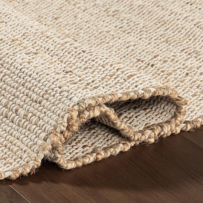 nuLOOM 2x3 Elfriede Jute & Cotton Hand Woven Area Rug, Natural, Solid Rustic Farmhouse Style, Weaved Design, Natural Fiber, For Bedroom, Living Room, Dining Room, Hallway, Office, Entryway