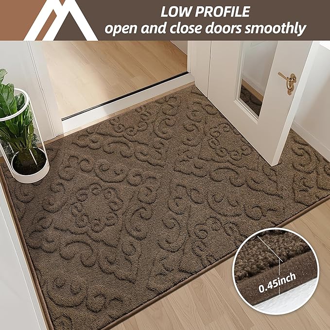 COSY HOMEER Door Mat 36”x60”,Absorbent Dirt Trapper Entryway Rugs,Non-Slip Welcome Mat,Washable Entry Rugs,Low Pile Doormat for Front Back Door,Wet Shoes & Paws,Brown