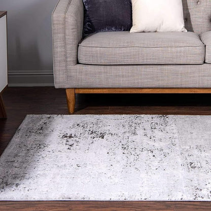Rugs.com Leipzig Collection Area Rug – 4X6 Grey Low-Pile Rug Perfect for Entryways, Kitchens, Breakfast Nooks, Accent Pieces