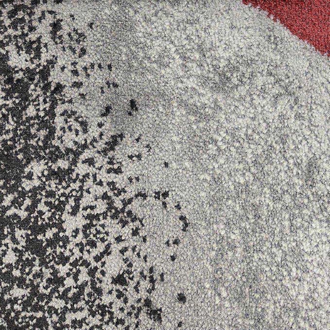 Persian Area Rugs Swirls Modern Abstract Area Rug Carpet, 2' x 3', Black/Red/White