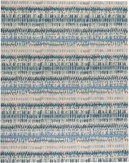 Dash and Albert Paint Chip Wool Area Rug - 2' x 3' Blue Graphic Hand Micro Hooked Accent Rug - Durable, High Traffic Areas Hallway, Living Room, Stairs