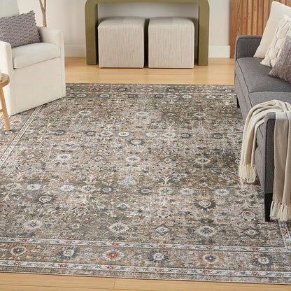 Nourison Home Astra Machine Washable Gold Grey 7'10" x 10' Area Rug - Easy Clean, Non Shedding, Bed Room, Living Room, Dining Room, Kitchen (8' x 10')