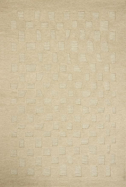 Loloi Leanne Ford Craven Collection CVN-04 Oatmeal/Dove 7'-9" x 9'-9" Area Rug Checkered, Patterned, Neutral, Living Room, Bedroom, Dining Room
