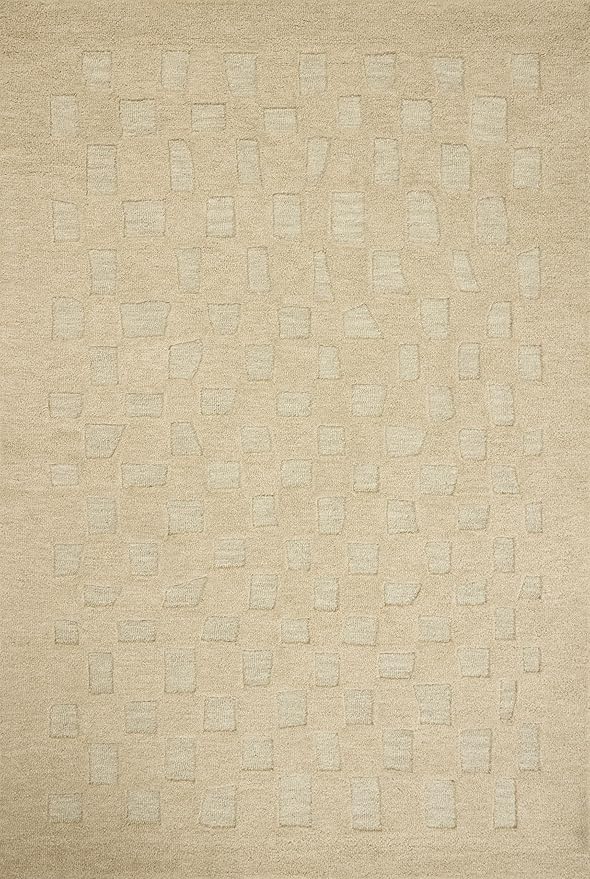 Loloi Leanne Ford Craven Collection CVN-04 Oatmeal/Dove 2'-6" x 7'-6" Runner Rug Checkered, Patterned, Neutral, Hallway, Kitchen, Mudroom, and Bathroom