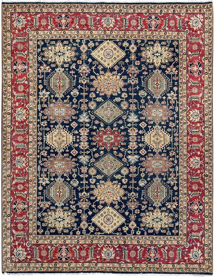 Cynical Black Karjihooz Design with All Over Pattern Hand Knotted Natural Dyes Organic Wool Soft and Vibrant Pile Oriental Rug (8'2"x10')