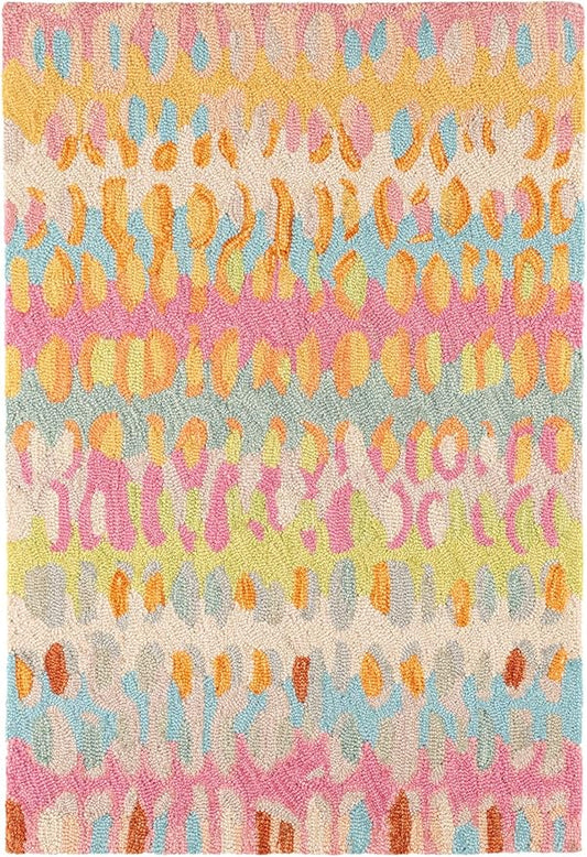 Dash and Albert Paint Chip Wool Area Rug - 3' x 5' Confetti Graphic Hand Micro Hooked Accent Rug - Durable, High Traffic Areas Hallway, Living Room, Stairs