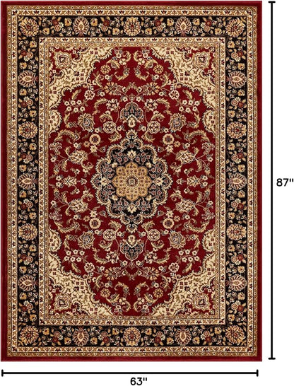Well Woven Barclay Collection Medallion Kashan Red 5x7 (5'3" x 7'3") Area Rugs - Stain & Fade Resistant - Perfect Red Rug for Living Room, Bedroom, or Dining Room