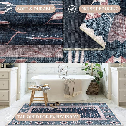 Washable Area Rug. Modern Farmhouse. Vintage. Turkish. Bohemian. Distressed. Oriental. Traditional. Rugs for Living Room. Dining. Bedroom. Office. Entryway. Foyer. (862CN, 2'5" x 4'9")